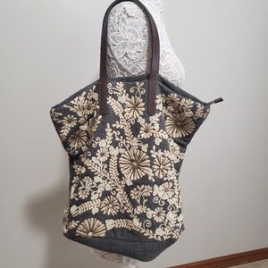 Anthropologie Embroidered Beaded Tote